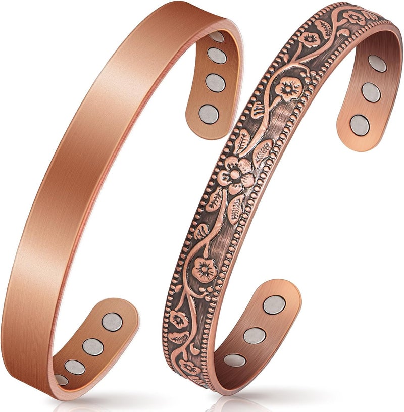 Mahnco Copper Bracelets for Women Men: Lymph Detox Magnetic Bracelet, 100% Pure Copper Bracelet with 6 Magnets 3500 Gauss - Copper Jewelry Gifts - Image 1